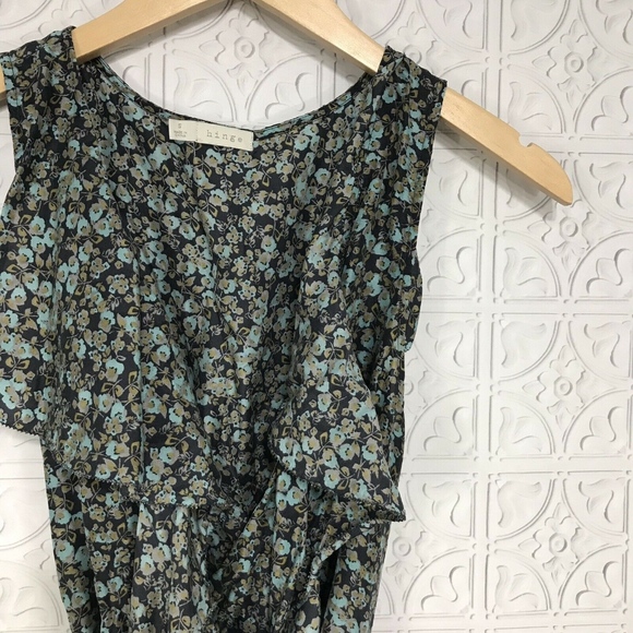 Hinge 100% Silk Sleeveless Wrap Floral Romper - Picture 3 of 5